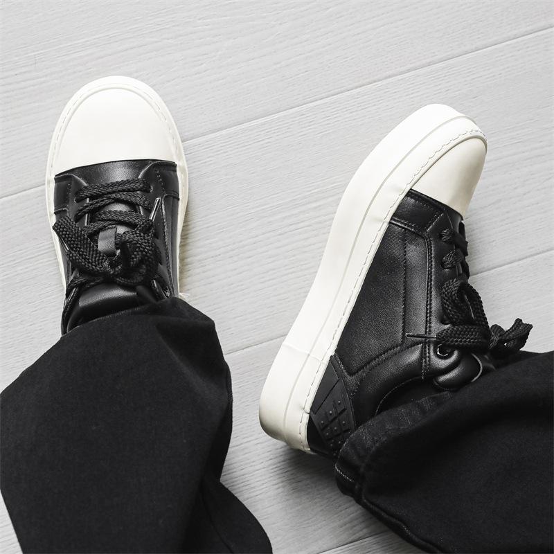 

Новые маленькие белые туфли нишевые на толстой подошве с увеличением роста мужские туфли модные спортивные и повседневные кеды мужские 44 чёрный