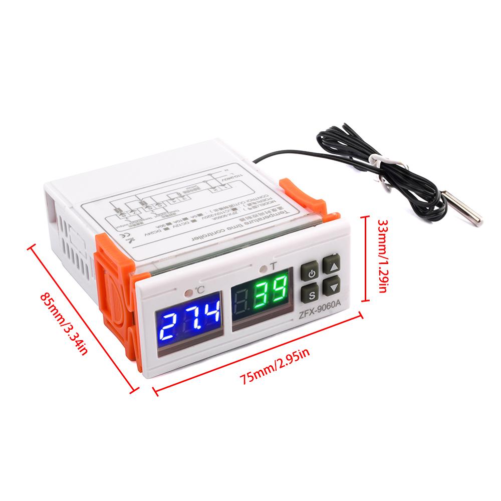 

ZFX-9060A 10A AC110-20V Intelligent Digital Temperature Controller Heating and Cooling Time Control 3-1 Thermostat Relay Output