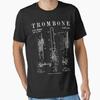Trombone Old Vintage Patent Drawing Print Essential T Shirt Vintage Versatile Breathable Stylish Unisex Comfortable