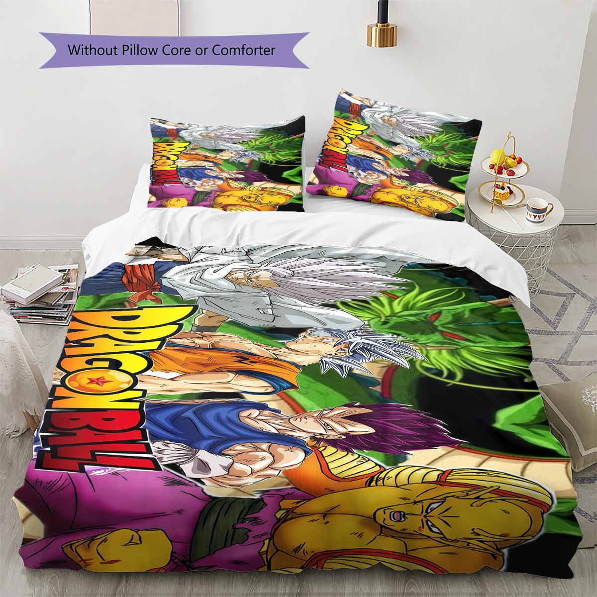 

Son Goku Pattern Bedding,Quilt Set Quilt Cover Pillowcase Home Birthday Gift (1 * duvet cover + 2 * pillowcase, without core) 135x200cm