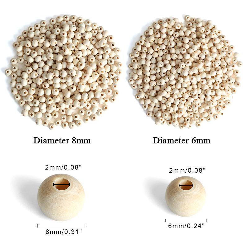 6mm 8mm Handmade Wooden Beaded Unprocessed Natural Wood Beads Bulk Beaded Garland Lace Jewelry Making DIY Farmhouse Decor