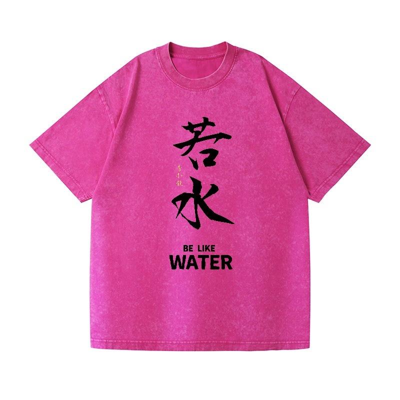 Letní T-shirty z těžké prané bavlny Ležérní volné Vodní Vintage japonský design Tričko Streetwear Čínské topy
