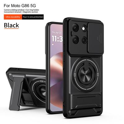 Slide Camera Cover Compatible for Motorola Moto G86 5G Case With Built-in Ring Stand and Folding Stand