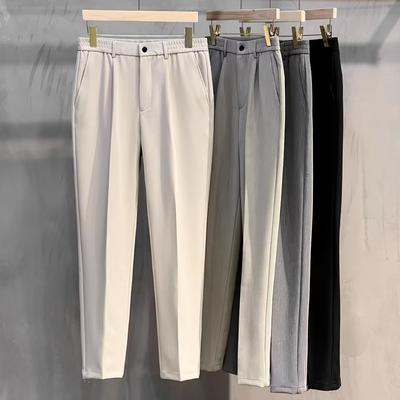 Büyük Beden Bahar Yaz Erkek Günlük Pantolon Takım Pantolon Slim Fit İş Elastik Bel Jogging İş Pantolonu Erkek Siyah