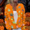 Damen Halloween Print Langarm Strick Cardigan Knopfleiste Pullover Mantel Leichte Oberbekleidung für Herbst und Winter