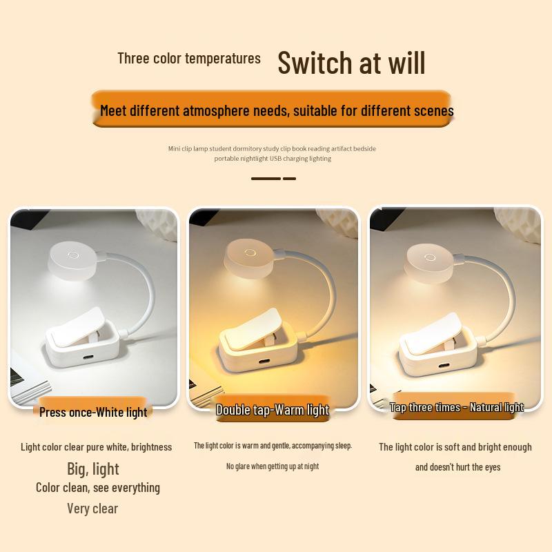 LED Desk Lamp & Bed Quilt Clips - Eye Care Night Light for Dorms