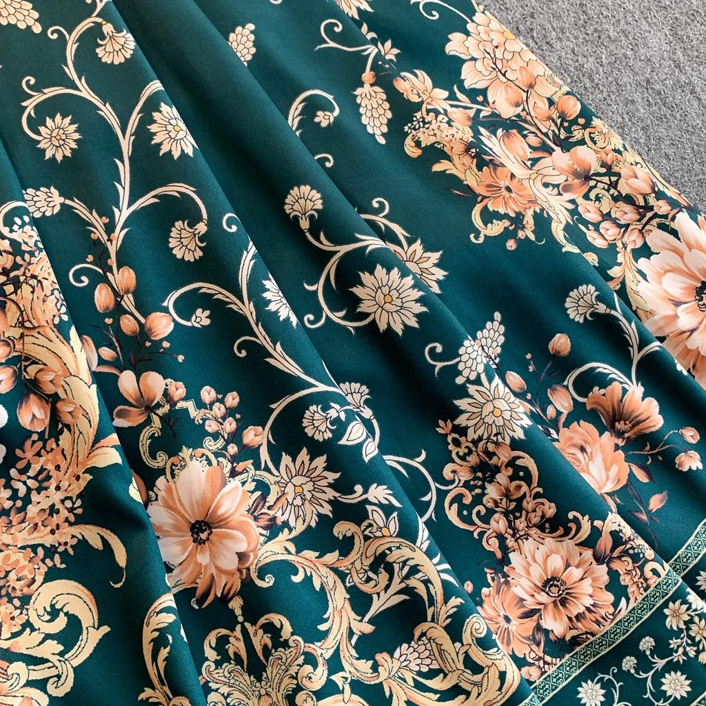Abito Chemisier da Donna Vintage con Stampa Floreale, Vestibilità Slim, con Cintura, Moda Estiva, Maniche a Sbuffo, Monopetto, Elegante, Casual