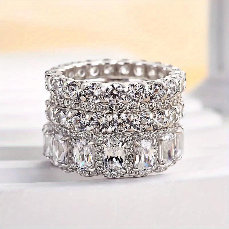 s/Set Sparkling Temperament Women Ring Cubic Zirconia Luxury Party Wedding Lady Wearable Accessories Jewelry for Versatile