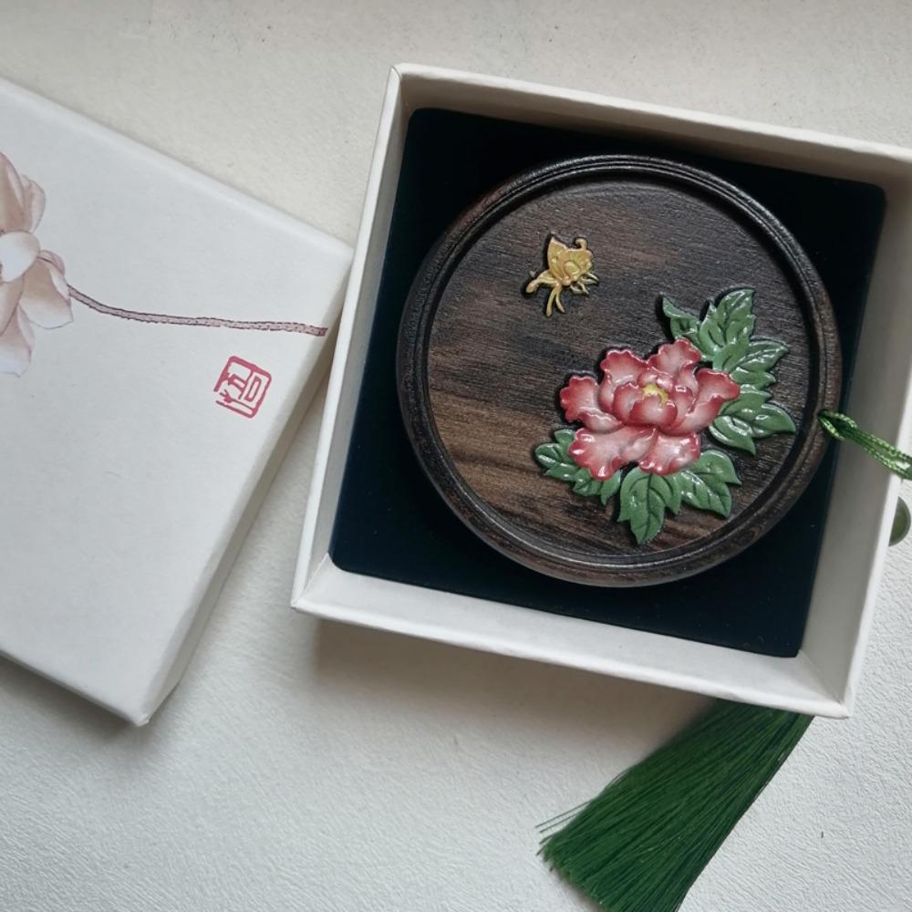 Magpie Chinese Style Handheld Mirror Portable Pocket Makeup Mirror Wooden Cosmetic Mirror Vacation