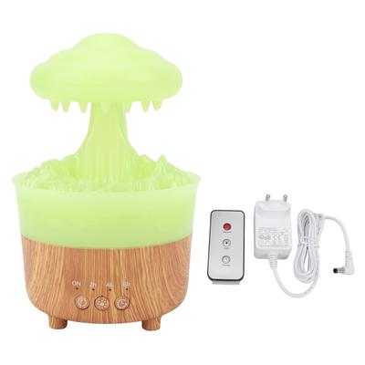 Rain Cloud Humidifier 7 Colors Light Remote Control Wood Grain Water Drip Humidifier Aromatherapy