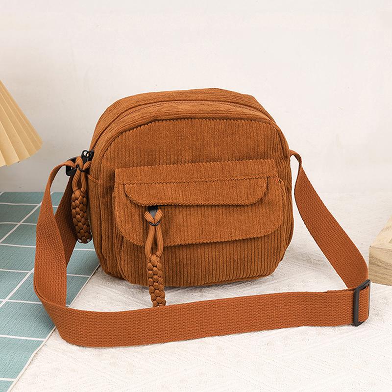 Einfache Vielseitige Cord-Umhängetasche Unisex Modisch Lässig Kleine Quadratische Tasche Personalisierte Pendler-Umhängetasche Geschenke