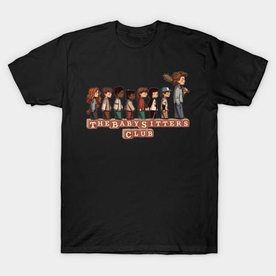 חולצת טריקו שחורה עם הדפס לגברים חולצות Stranger Things מועדון הבייביסיטרים שנות ה-80 מדע בדיוני פארודיה M11182 הדפסת נייר העברה ללא חיתוך חולצת טריקו מכותנה