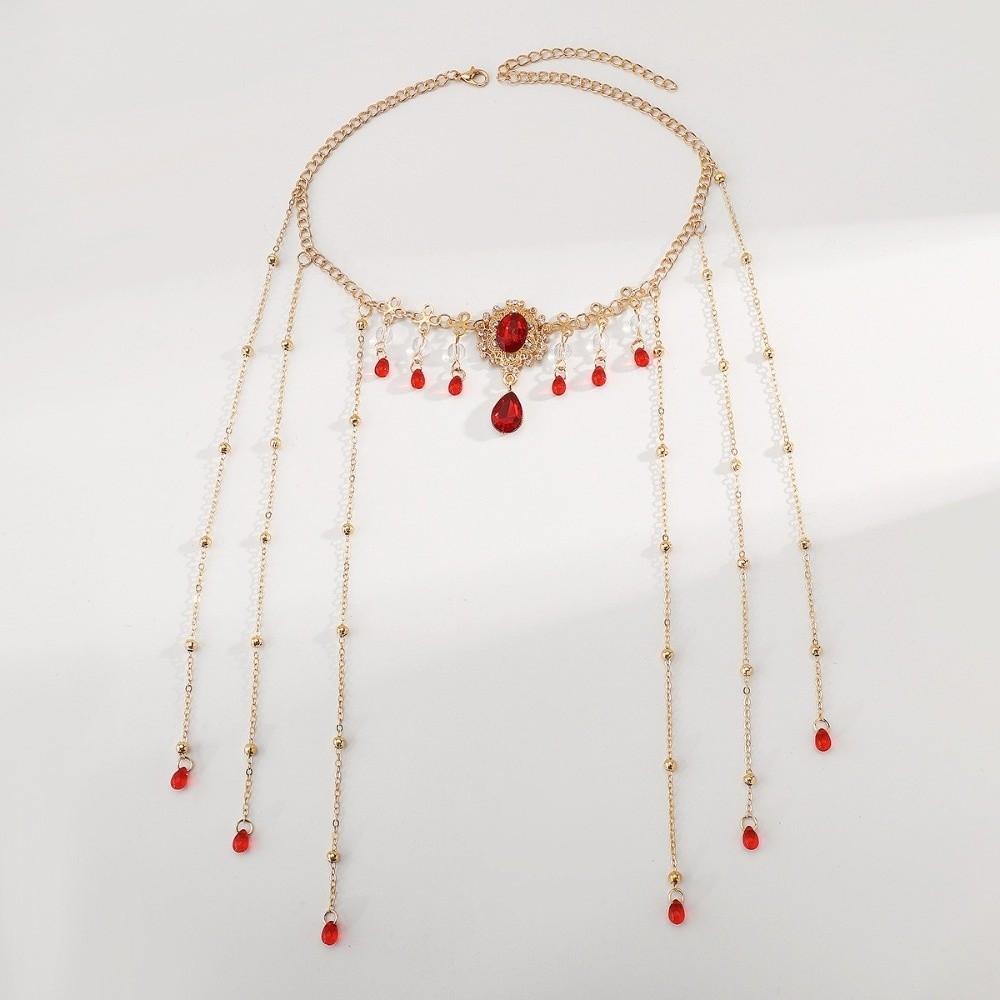 Sparkling Rhinestone Necklace Tassel Chain Shiny Choker Exquisite Clavicle Chain Women