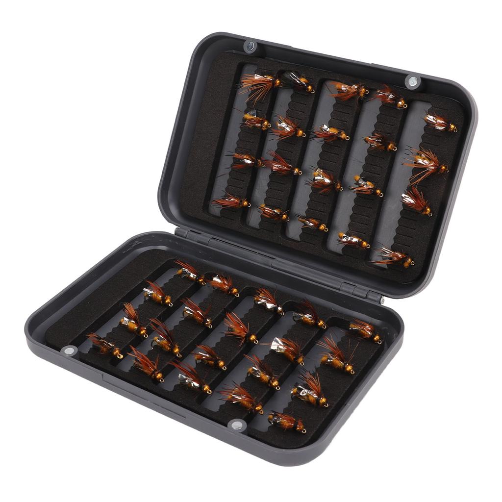 40pcs Fly Fishing Flies Kit with Waterproof Box Conspicuous Colours Hand Knitting Stainless Steel Fly Fishing Lure for