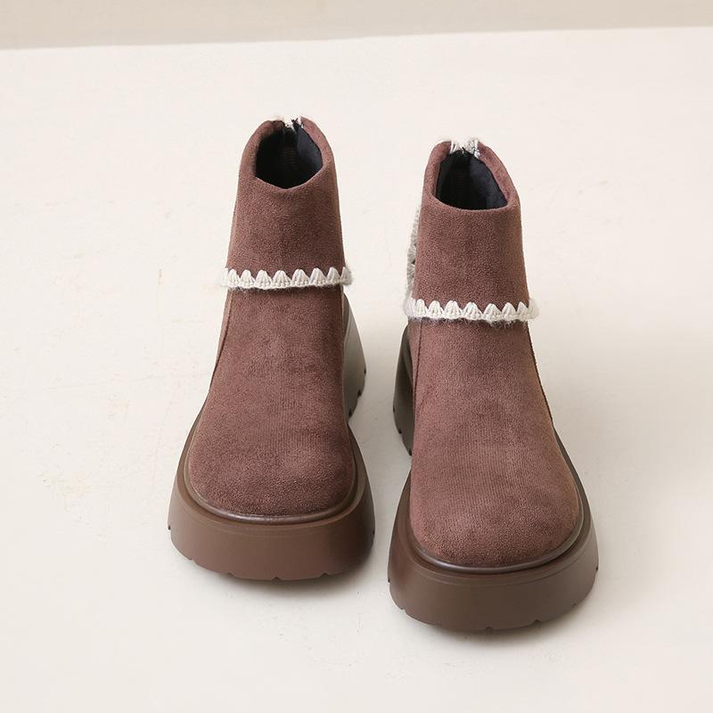 Simple Small Muffin Thick-soled Short Boots for Women's 2025 Autumn and Winter New Fashionable Versatile and Thin Fashion Boots