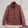Double-sided two-color two-sided winter stand-up collar light down jacket women's short pressed glue white duck down warm jacket tide