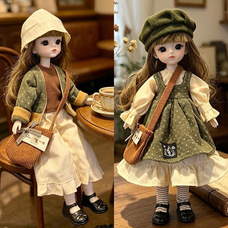 30cm BJD Doll Body With Removable Outfit Set Lolita Style Fashion Playset Teen Girls Collectors