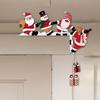 Door Corner Christmas Decoration With Dolls Holding Hands Cartoon Santa Claus Snowman Elk Corner Door Decor Set