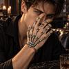 Adjustable Finger Ring Bracelet Metal Skeleton Bracelets Halloween Hand Bone Bracelet  Party