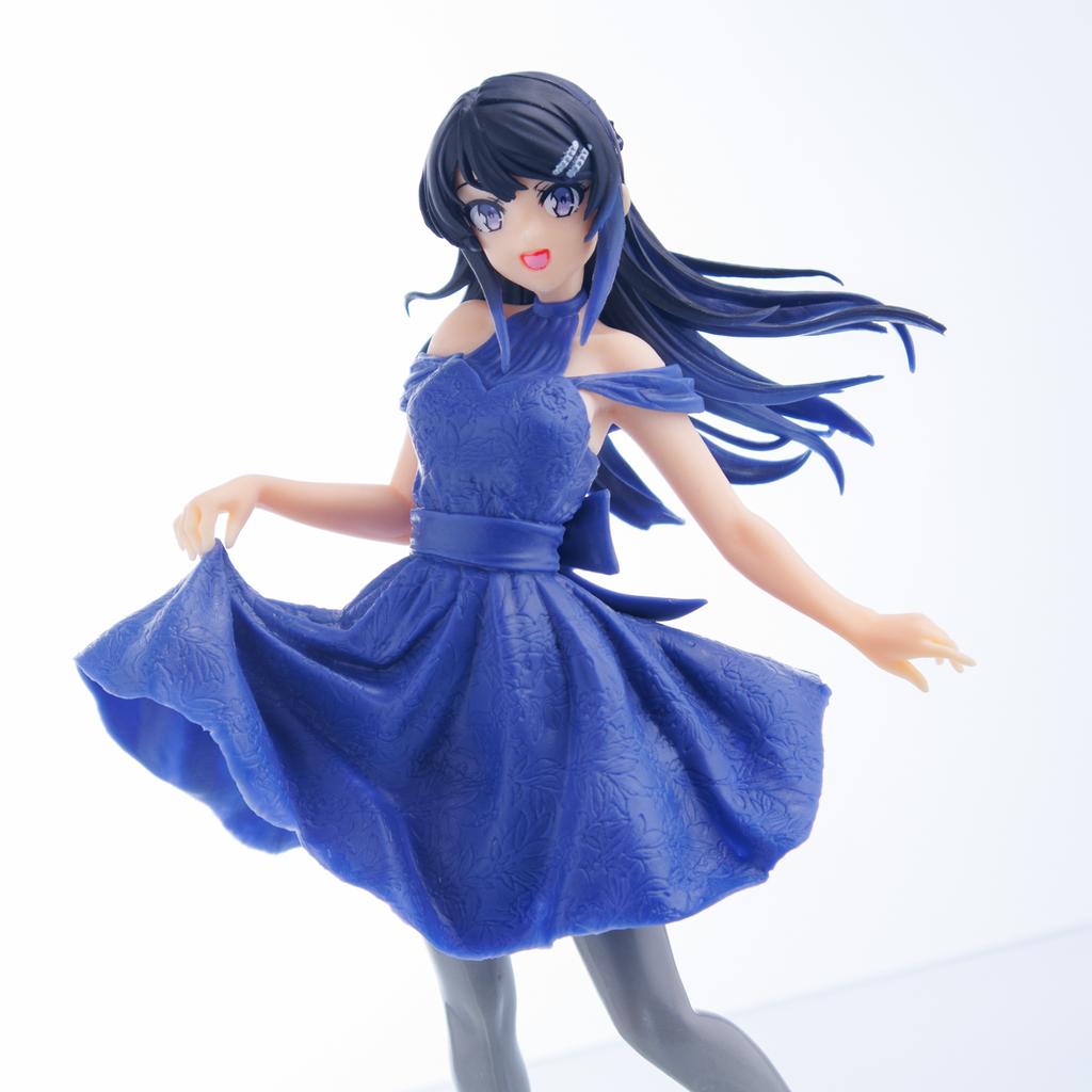 Sakurajima Mai Blue dress beautiful girl anime statue figure ornaments small gifts room decorations Articulated Detailed Movable Poseable Scale