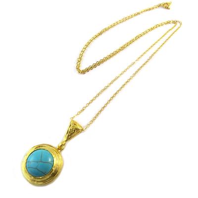 [P2299] - Gold-plated Artisanal Necklace 'Princesse Ottomane' Turquoise Gold