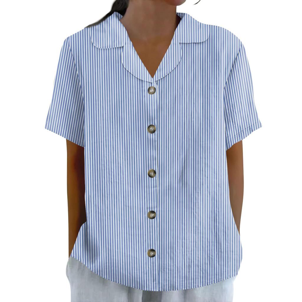 Women's Fashionable Casual Short-sleeved Retro Button Cardigan Top