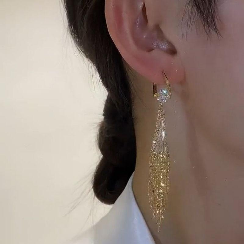 High End Tassel Earrings, Women's Long Earrings, Fashionable Banquet Dress Accessories, Long Women's Fashionable Temperament Earrings