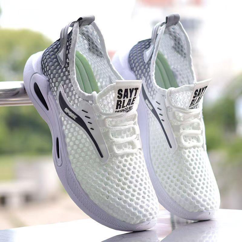 Summer new men's shoes soft sole hollow breathable mesh shoes comfortable mesh sports shoes lightweight men's trendy casual shoes