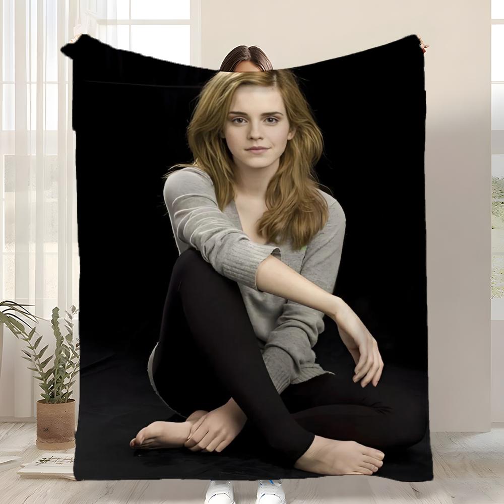

Hot Actor E-Emma Watson Throw Kid-Friendly Flannel Throw Blanket Soft Warm Anti-Static Washable All Season 75cmx90cm
