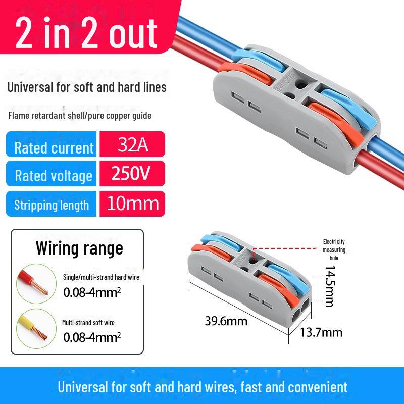Terminal de conectare rapidă PCT SPL-12345: Conector electric multifuncțional cu 2 poziții pentru cabluri de calibru 4, 2 intrări, 2 ieșiri