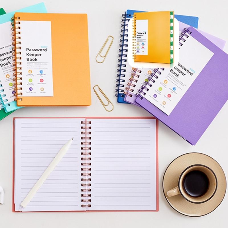 A6 Spirals Notebook Password Book Address Book with Alphabets Index Diary Writing Pad Office School Supplies for Home
