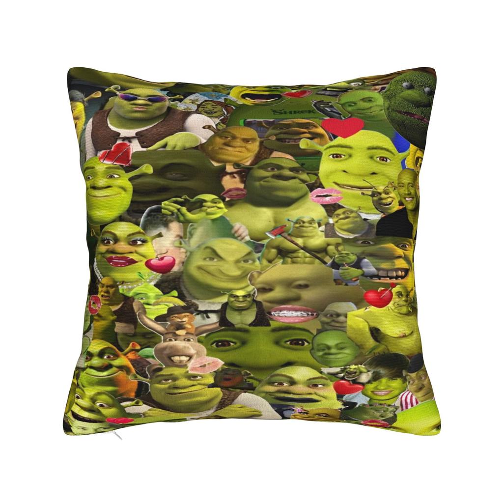 Federa Cuscino Stampata Meme Divertente di S-Shrek Copricuscino per Cuscino da Lancio Decorazioni per la Casa Y2K Con Cerniera Varie Misure
