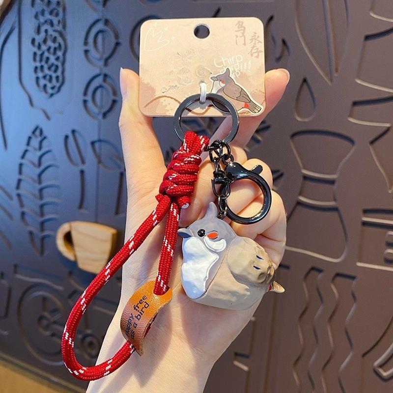 Brelok do kluczy z żywicy w kształcie ptaka Styl rzeźbienia w drewnie Kreatywny kształt ptaka Zawieszka do kluczy samochodowych Urocze akcesoria do zawieszenia na torbie dla pary