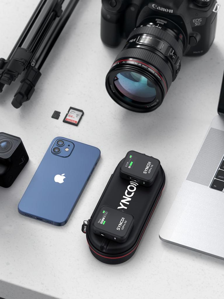 Bezprzewodowy SYNCO G2A1PRO Regulacja głośności Funkcja redukcji szumów Łatwy w obsłudze W zestawie etui ładujące Wygodny do przenoszenia Nagrywanie wideo