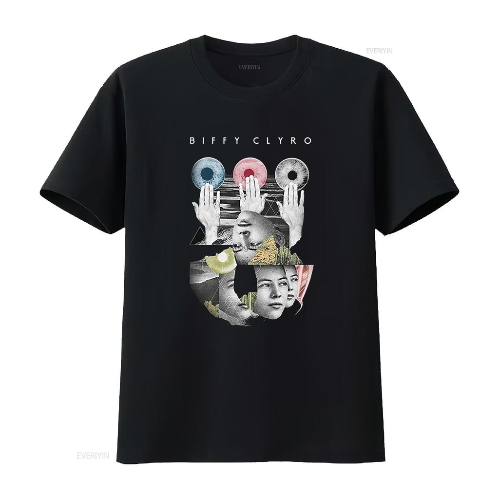 Mens Biffy Clyro Hands Artistic Print Slim Fit T Shirt XX Large Black Vintage Washed Streetwear Soft Unisex Breathable