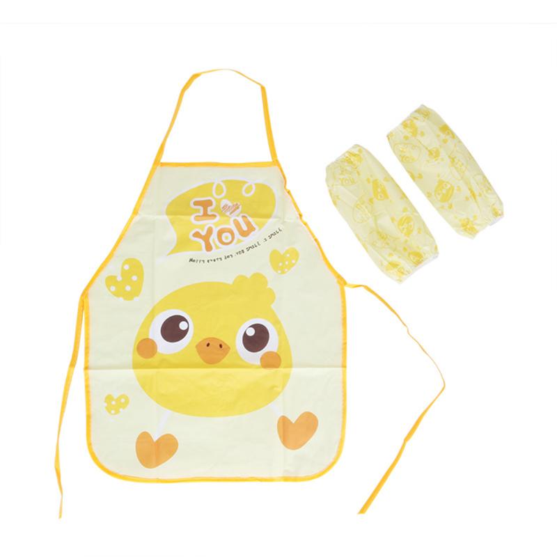 Kinder Schürzen Ärmel Set mit Rückenbändern Verstellbare Kreative Niedliche Cartoon Wasserdichte Schürze