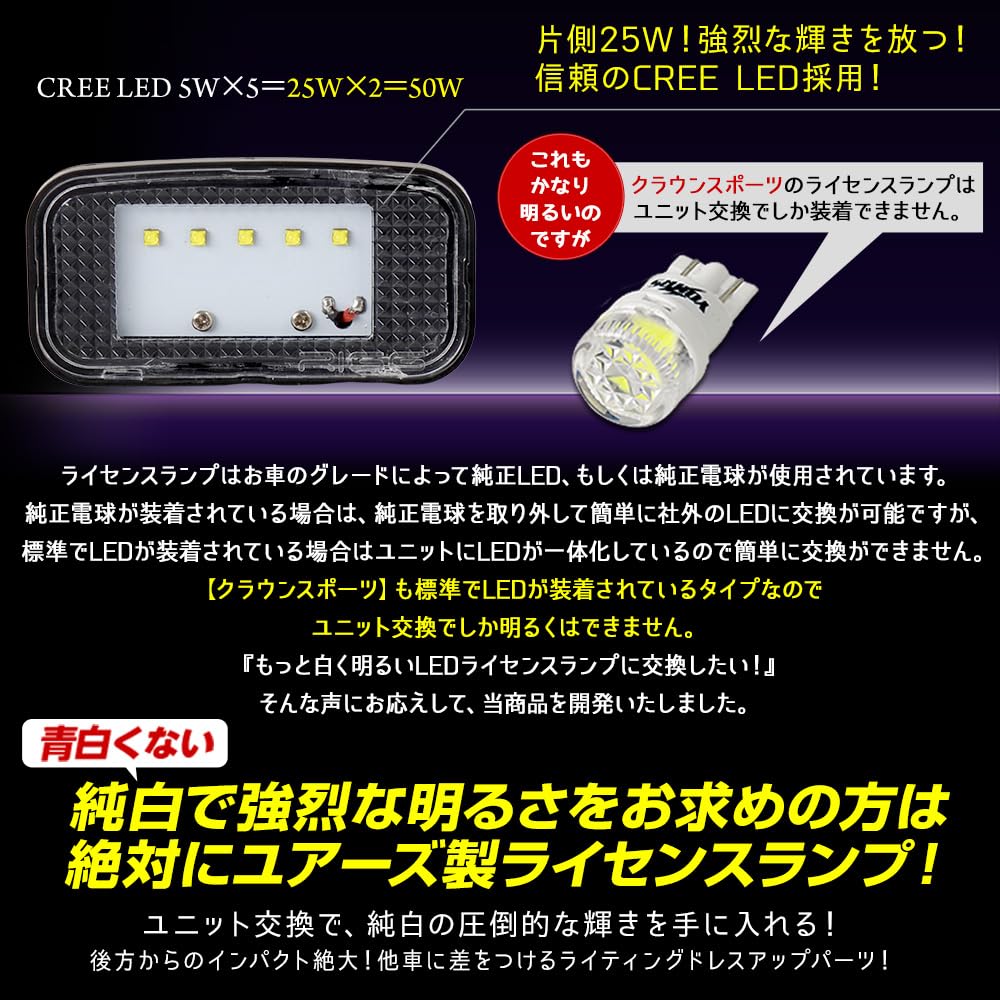 YOURS Crown Sports Car Specific Design LED License Unit License Plate Light Compatible with