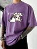Good Cartoon Dog Cat Design Washed T Shirt Man Cotton Casual TShirt Vacation Beach Clothes Oversized Comfortable Sportswear