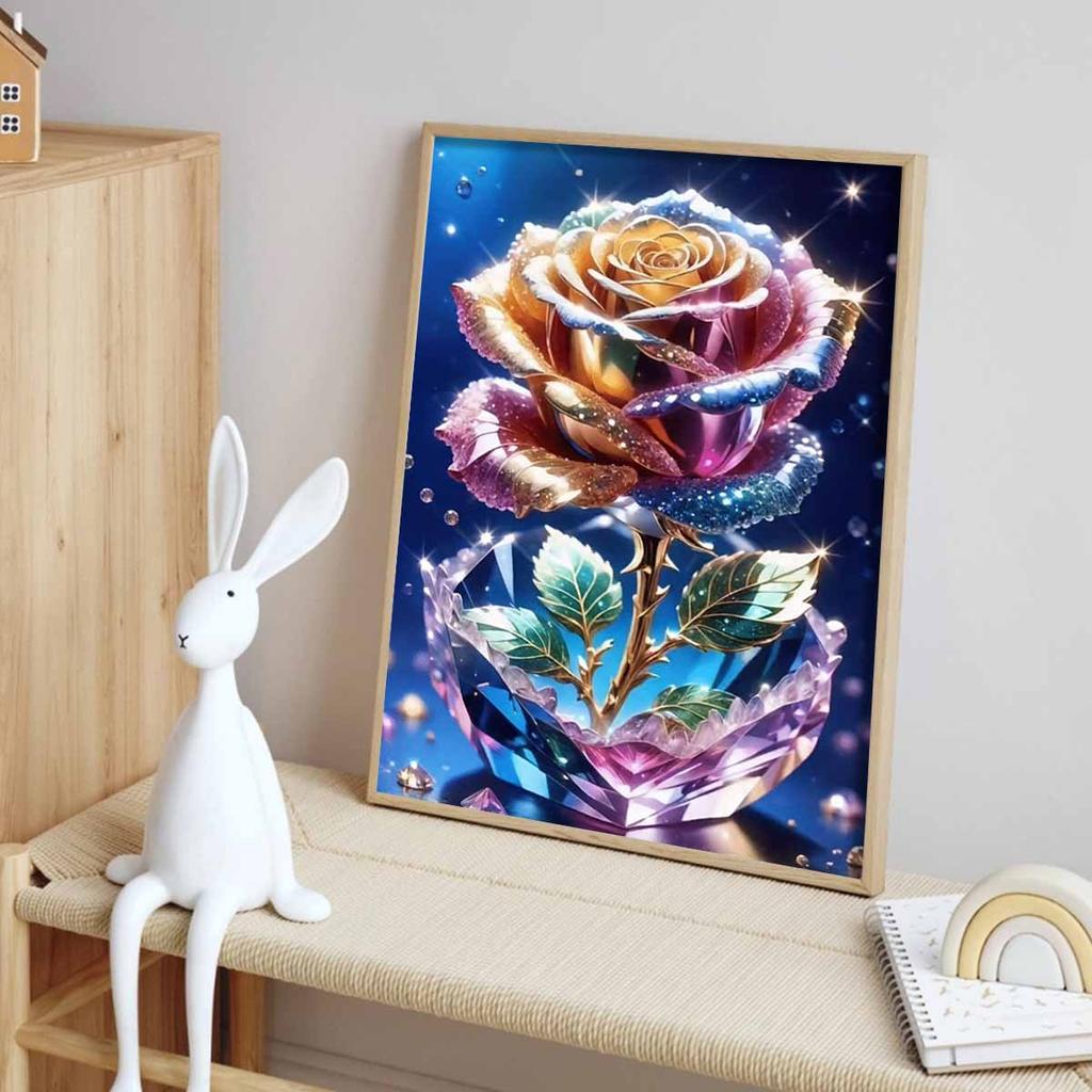 Rose Diamond Art Piece Set, 5D DIY Colorful Round Full Diamond Painting Diamond Embroidery Painting Craft Decoration Home Wall Ornaments