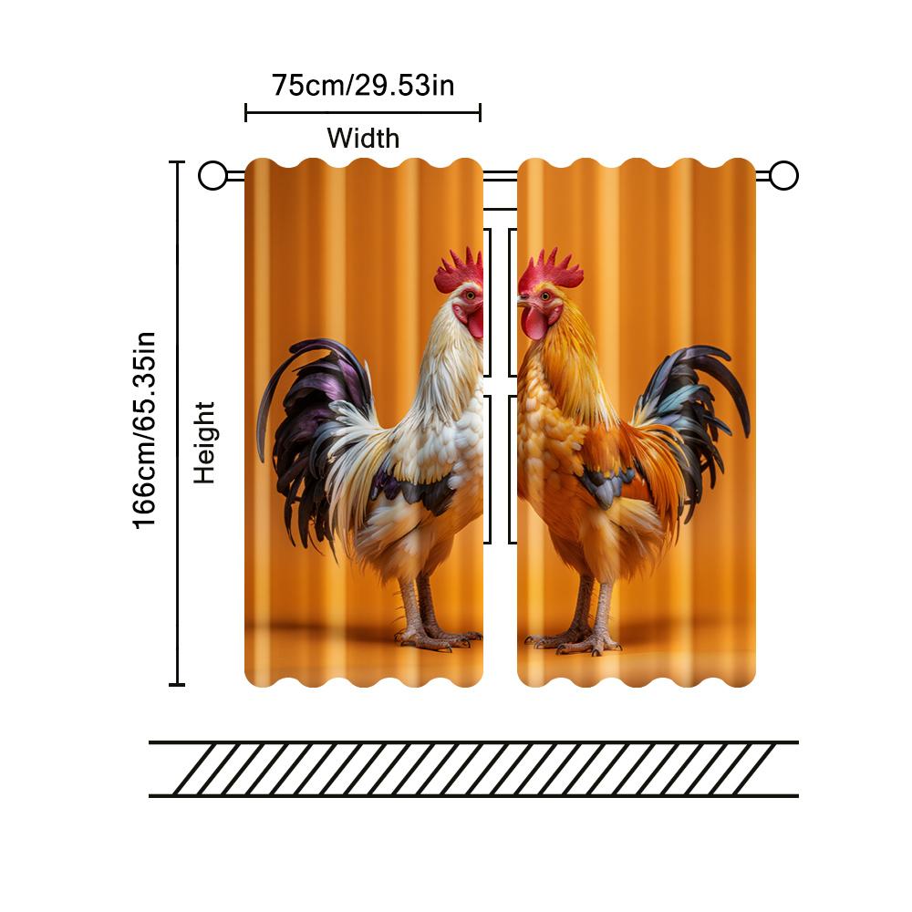 Filtering Curtains Excluding Rods Non Movable Without Batteries Chicken Themed Use Bedrooms Living Rooms Set Of 2 Made Polyester Area Decor
