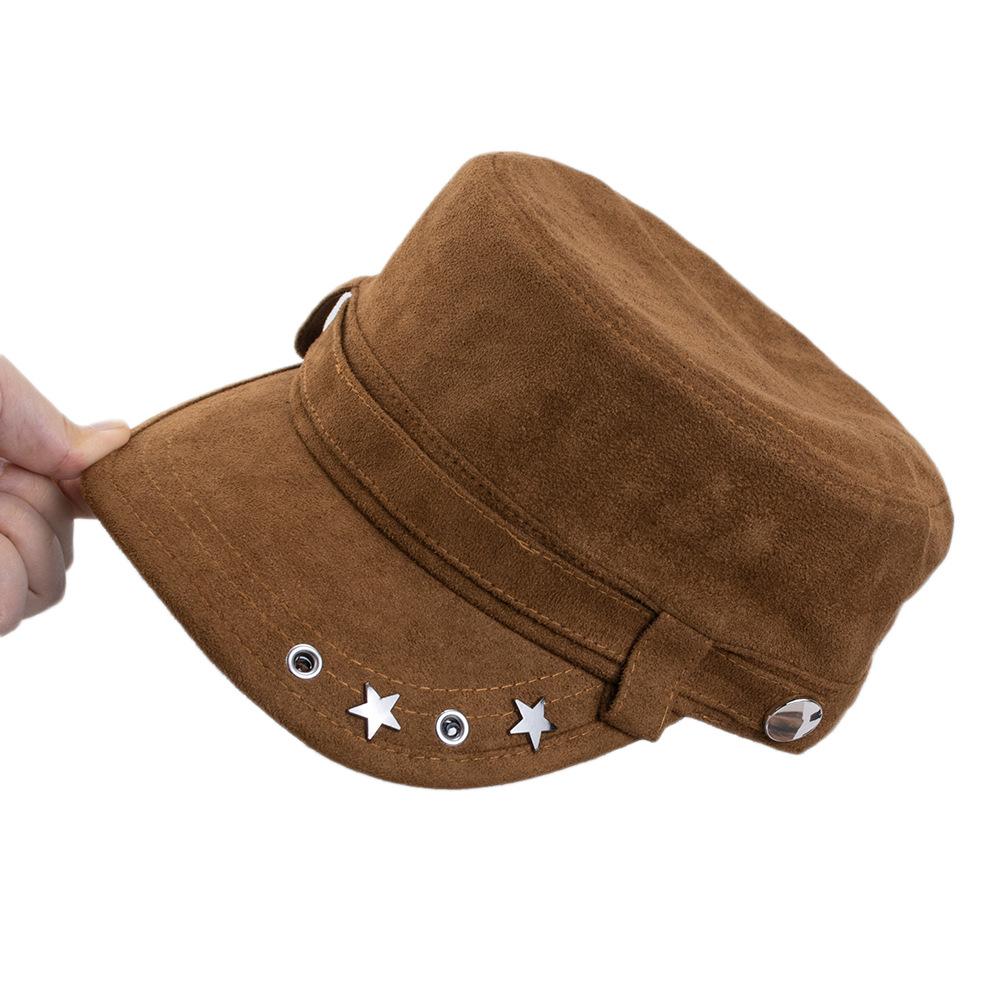 Hat Equestrian hat Women's autumn retro willow nails Newsboy hat Show face Small tooling Flat top hat Versatile coffee cap