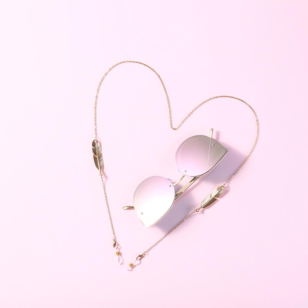 Women Fashion Gold Color Metal Leaf Nonslip Eyeglass Chain