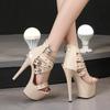 Fashion Summer Nightclub Pole Dancing Shoes Platform Shoes 16.5CM Party Rivet Ankle Strap Sandal Women Model Extreme High Heels Sandals
