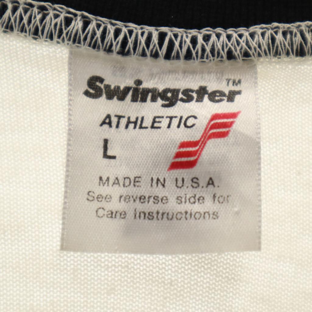 Swingster 80s 90s Made in USA Old Short sleeve V neck T-shirt L baseball Men's Used