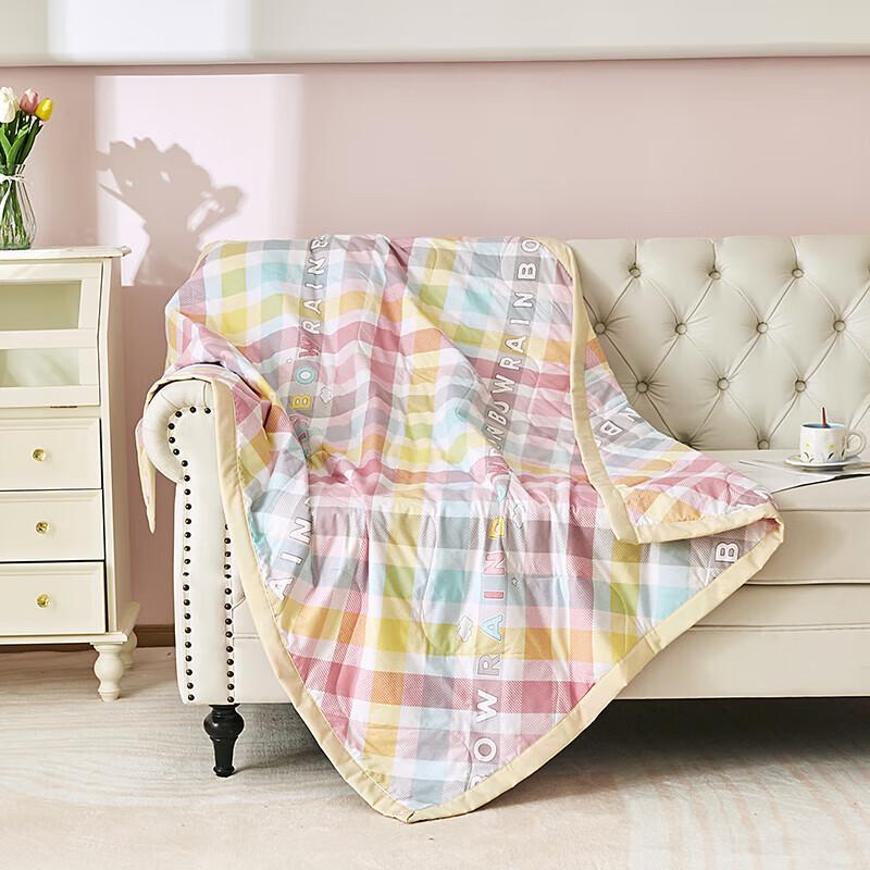 Red Dragonfly Rainbow Plaid Summer Fiber Quilt