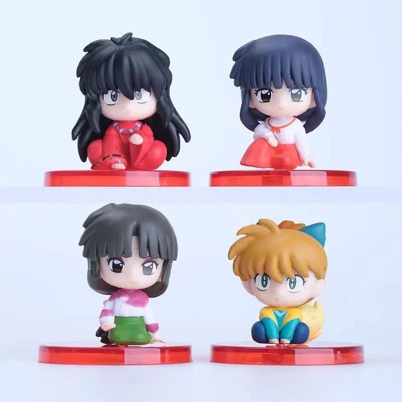 8pcs Anime Inuyasha Sesshomaru Kikyo And Kagome Figure Model Desktop Car Ornaments Doll Boy And Girl Trendy Toy Collectible Gift