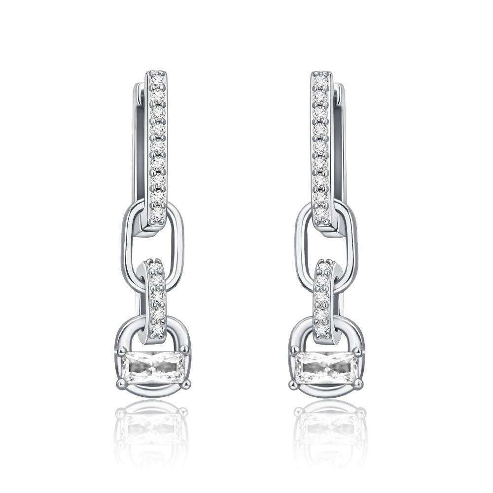 New In Earrings 925 Silver White Zircon Rose Gold Square Earrings Jewelry Women Hoops Woman Trend Designer