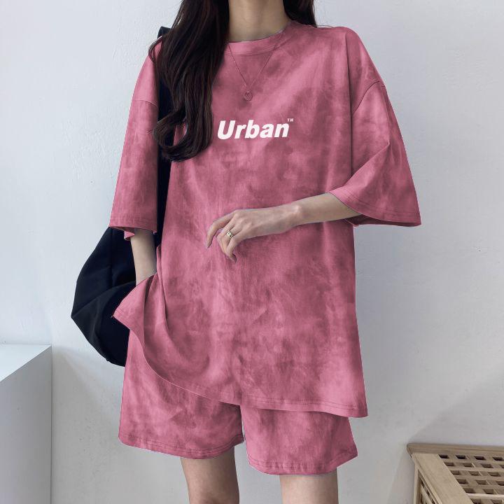Women's Summer Tie-Dye Print Short Sleeve T-Shirt & Wide-Leg Shorts Set