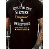 European Sizes [Allseason Wear] Men's Graphic Slogan T-Shirt - "Built In the Sixties" Retro Design, Comfortable Stretch  Tee for Summe