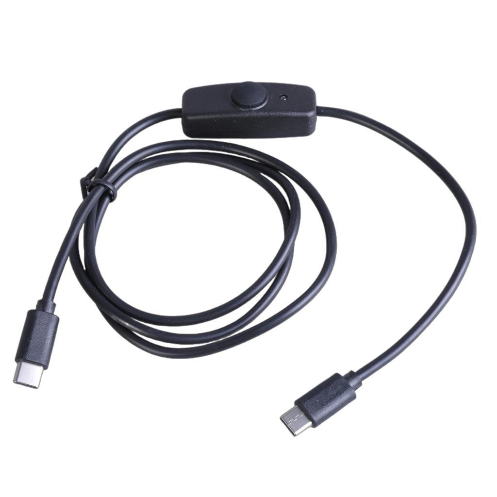 USB Type C Data Cable with Power Switch Button Male To Male Charging Extension Cord Wire for LED Light Fan Desk Lamp